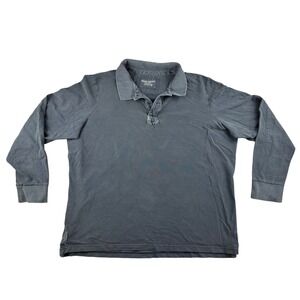 Eddie Bauer Polo Shirt Men XXXL‎ Tall Island Wash Blue Long Sleeve Cotton Pique